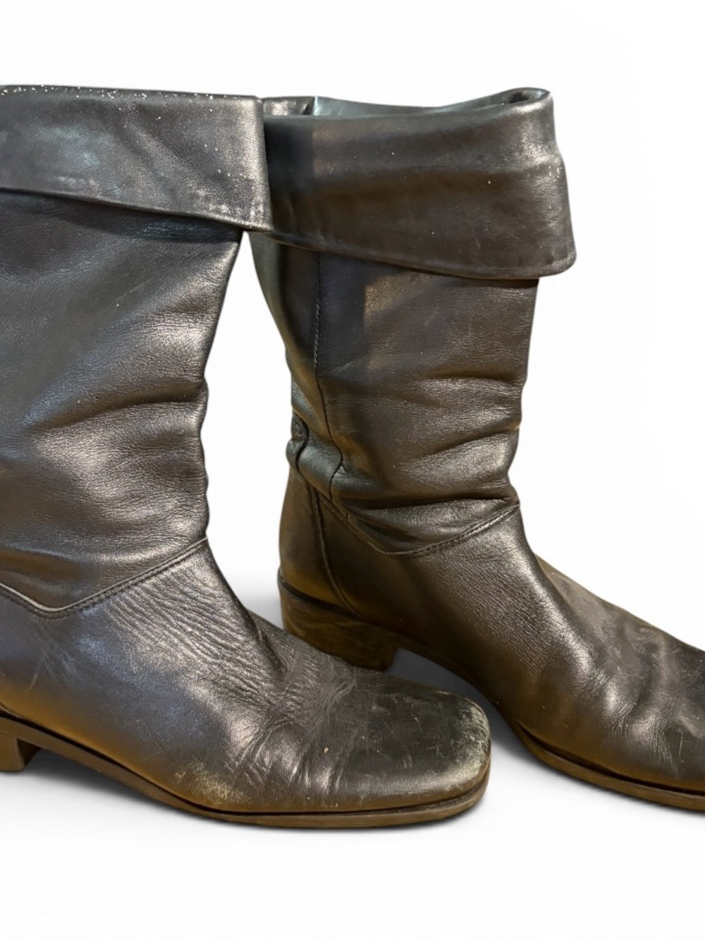 Classic Fold-Over Leather Mid-Calf Boots - Black by Naturalizer